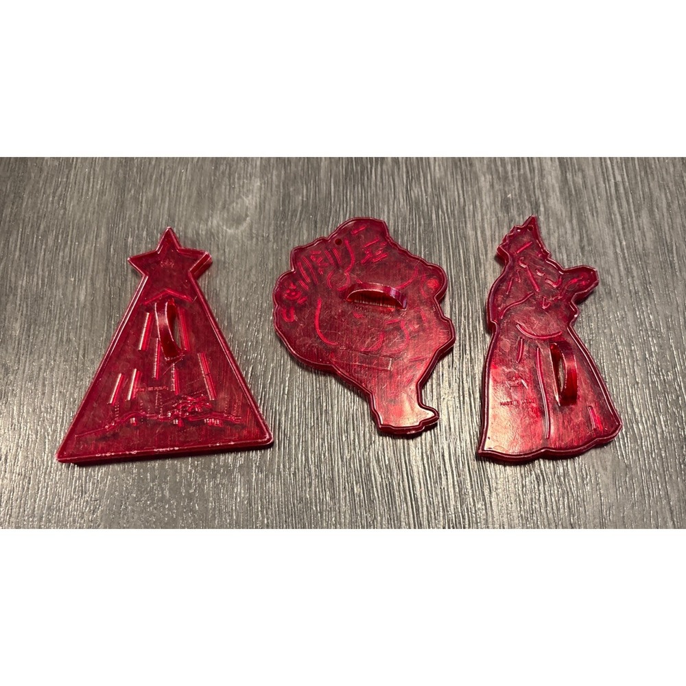 Vintage HRN Christmas Cookie Cutters Original Red Clear Made in U.S.A. Set-16 - Picture 8 of 16